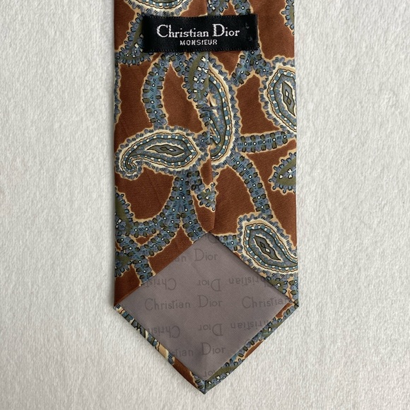 Christian Dior Monsieur Silk Paisley Pattern Neck Tie (Brown/Multicolor) - Picture 9 of 13